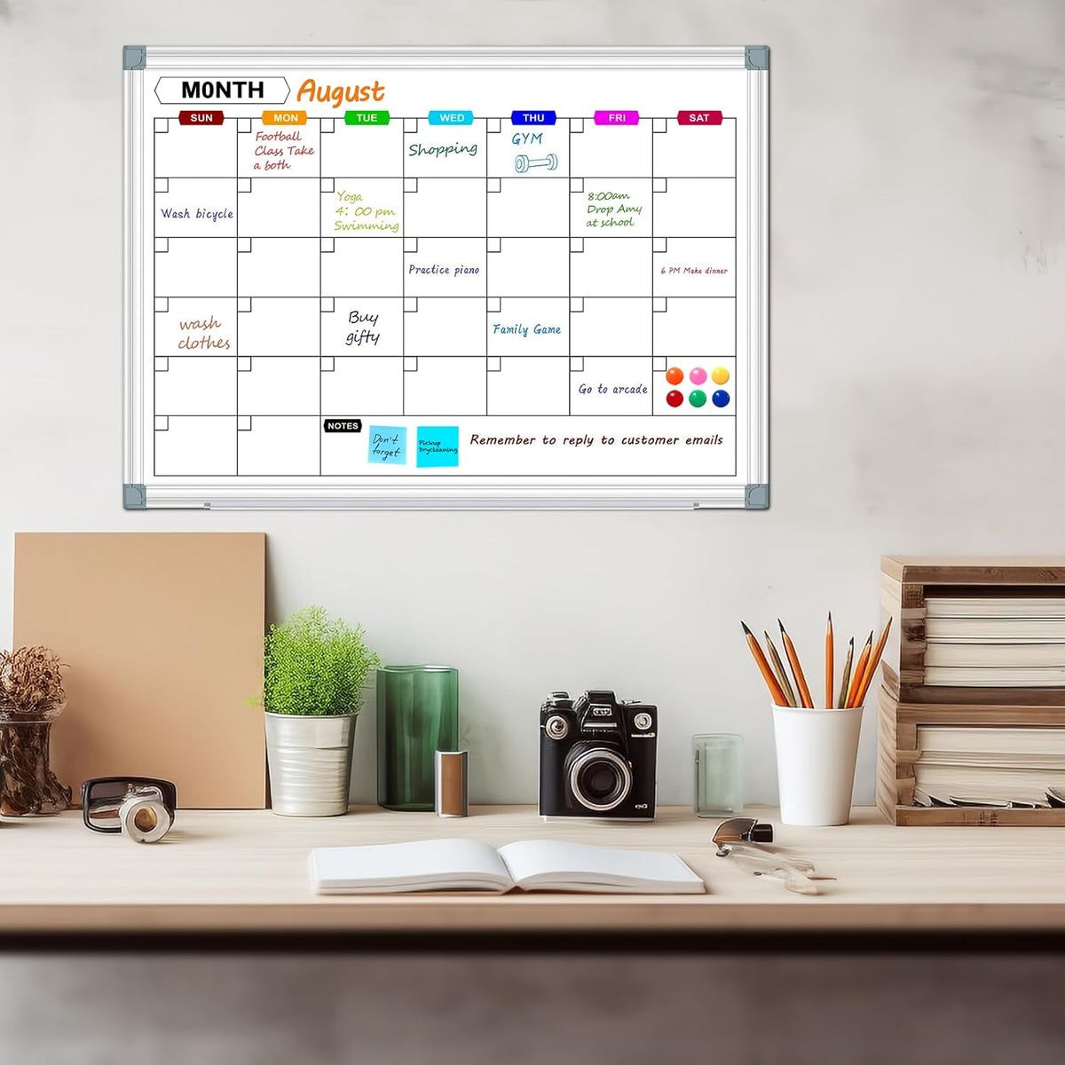 Dry Erase Board Calendar for Wall, 36" x 24" Monthly Whiteboard