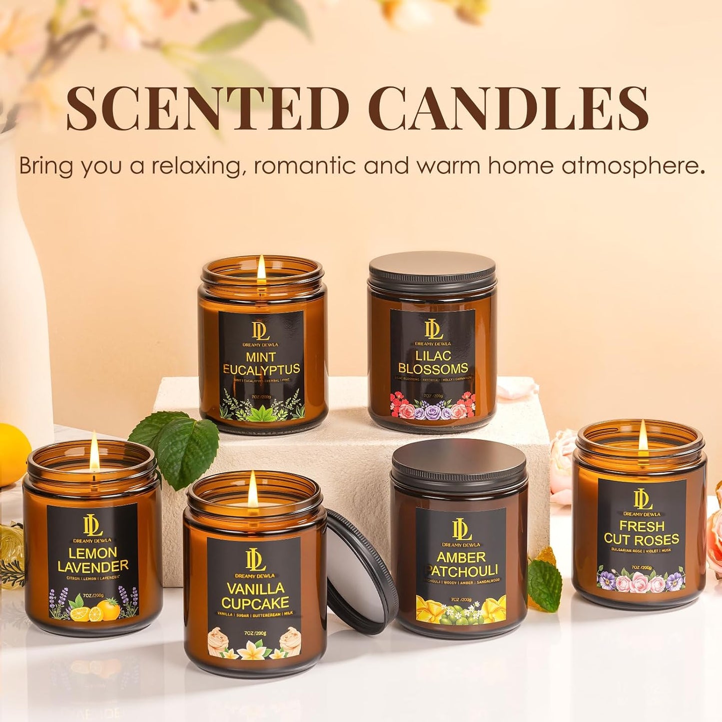 Scented Candles Set, 4 Pack Soy Candles for Home Scented, Candle Gifts for Women Men, 28oz 200 Hours Burn, Scents of Pineapple Cocktail/Coconut Vanilla/Pink Sands/Bahamian Breeze