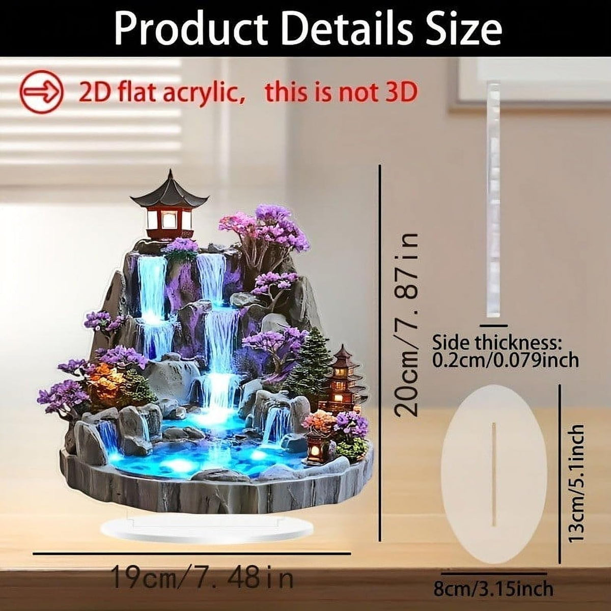 Desktop Mini Rockery Water Fountain with LED Lights, Indoor Circulating Waterfall Tabletop Ornament, Relaxing Zen Decor Fountain for Home Bedroom Office Desk Living Room