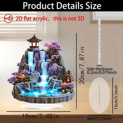 Desktop Mini Rockery Water Fountain with LED Lights, Indoor Circulating Waterfall Tabletop Ornament, Relaxing Zen Decor Fountain for Home Bedroom Office Desk Living Room