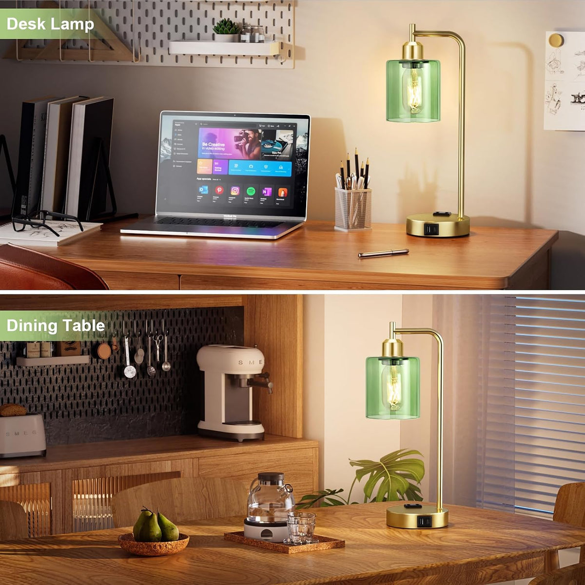 Industrial Touch Lamps for Nightstand Set of 2, 3-Way Dimmable Bedside Lamp