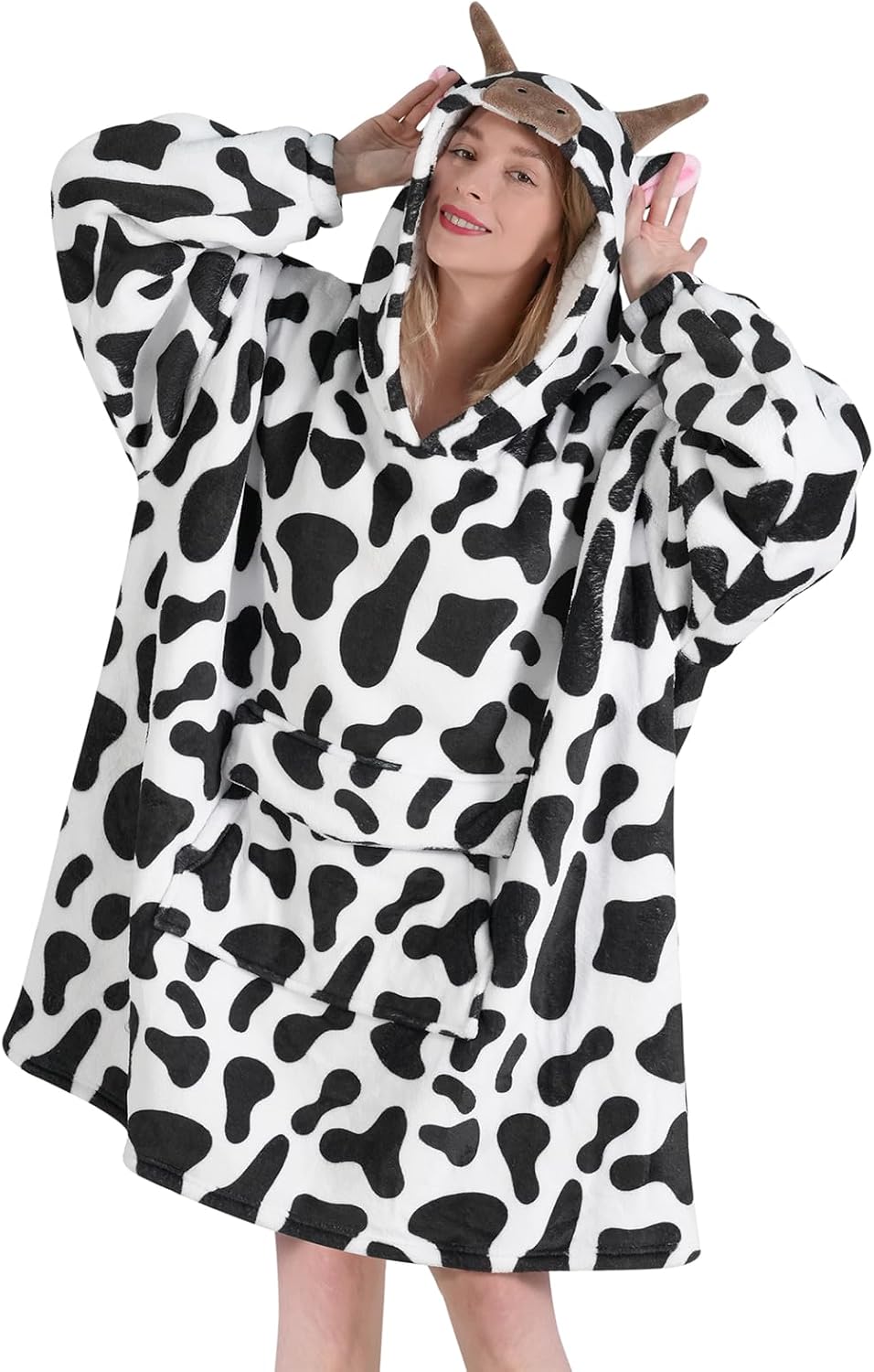 Fiosnow Sun and Moon Blanket Hoodies for Women and Men Adult Oversize Wearable Blanket Hoodies for Soft and Warm