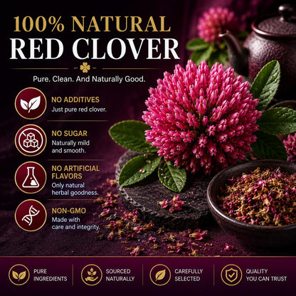 WOTIHA Premium Red Clover Tea Bags, 50 Count – 100% Natural Red Clover Herb, Rich in Antioxidants, Additive-Free, Caffeine-Free, Sugar-Free