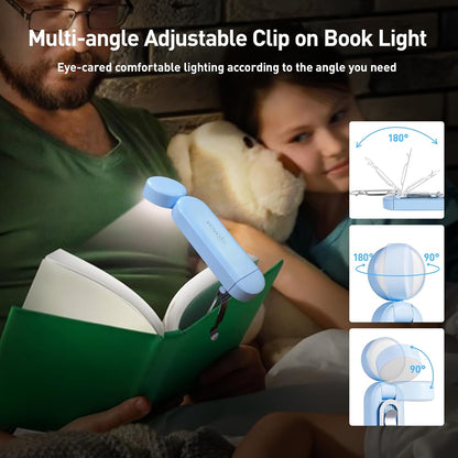 VAVOFO USB Rechargeable Book Light, Blue Light Blocking, Amber Clip-On Bookmark Shaped Reading Light, Eye Care 6 LEDs With 9 Lighting Modes for Bookworms (Grey)