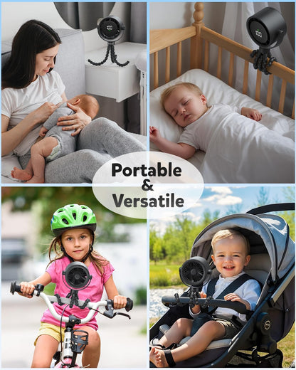 AMACOOL Baby Stroller Fan, Rechargeable Portable Clip on Fan, 17H Cooling