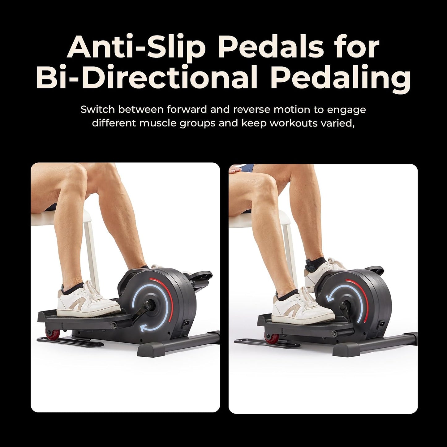 Sunny Health & Fitness Smart Motorized Under Desk Elliptical Machine with Remote Control for Home or Office – Seated Foot & Leg Work Out for Physical Therapy, Recovery & Seniors – 18 Speed Levels RPM