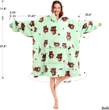 Narecte Cozy Oversized Blanket Hoodie Wearable Blanket Adults Soft Hooded Blanket Hoodie Birthday Gifts for Women Christmas - Colors B