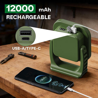 Rechargeable Work Light, 4000LM Magnetic Portable Work Light with Stand, 12000mAh Battery Powered LED Flood Light, USB-C, 180° Rotating for Garage, Car Repair, Camping