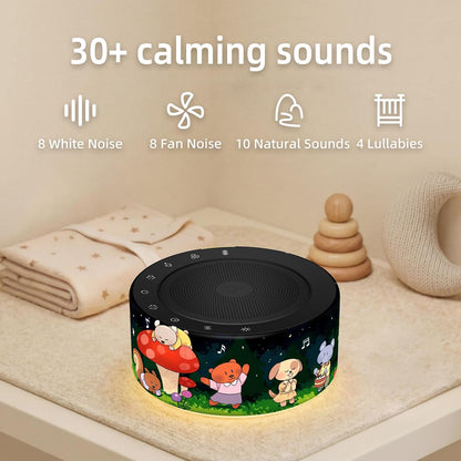 Kipcush White Noise Machine for Baby & Adults, 30 Soothing Sounds, Soft Non-Glare Nursery Lamp, 8 Color Night Lights, Memory Function (Angel V1 White, Standard)