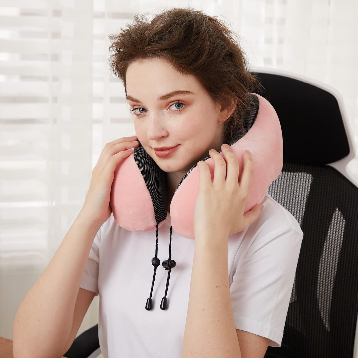 TALLGO Travel Pillow, Best Memory Foam Neck Pillow Head Support Soft Pillow for Sleeping Rest, Airplane Car & Home Use (Black)
