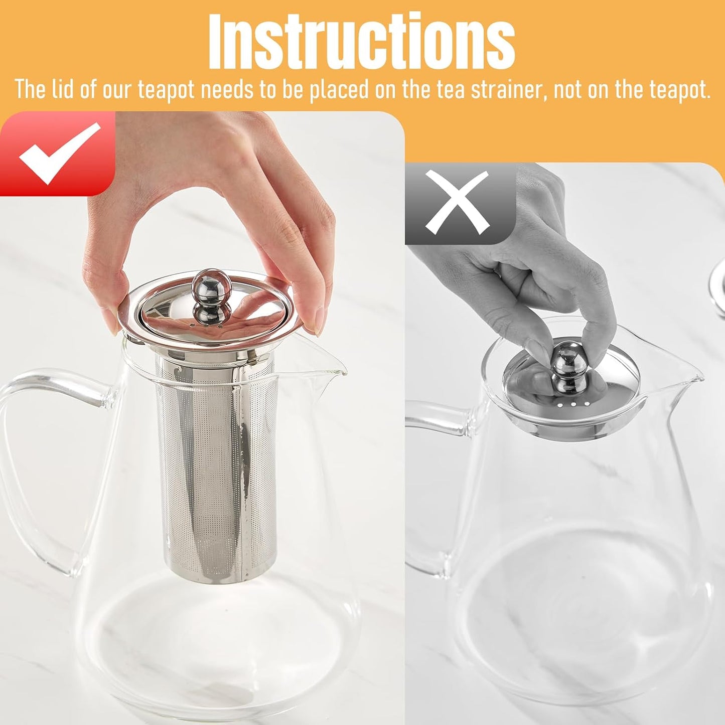 Baalaka Glass Teapot Stovetop 20 OZ/600ml, Tea pot with Removable 18/8 Stainless Steel Infuser, Borosilicate Clear Tea Kettle, Teapot Blooming and Loose Leaf Tea Maker Tea Brewer for Camping, Travel