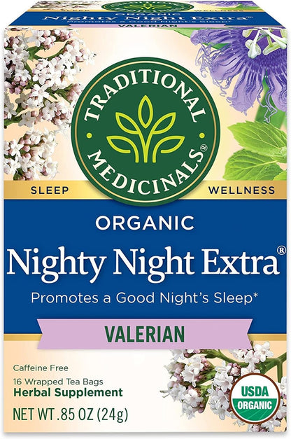 Traditional Medicinals Nighty Night Valerian Organic Tea, 16 Count, Pack of 2
