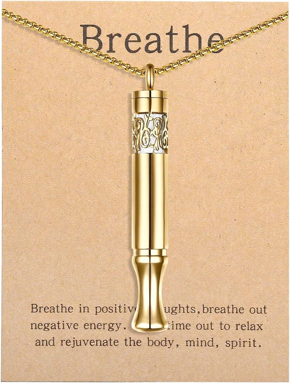 Quit Smoking Aid Necklace Stainless Steel Aromatherapy Diffuser (Rainbow)