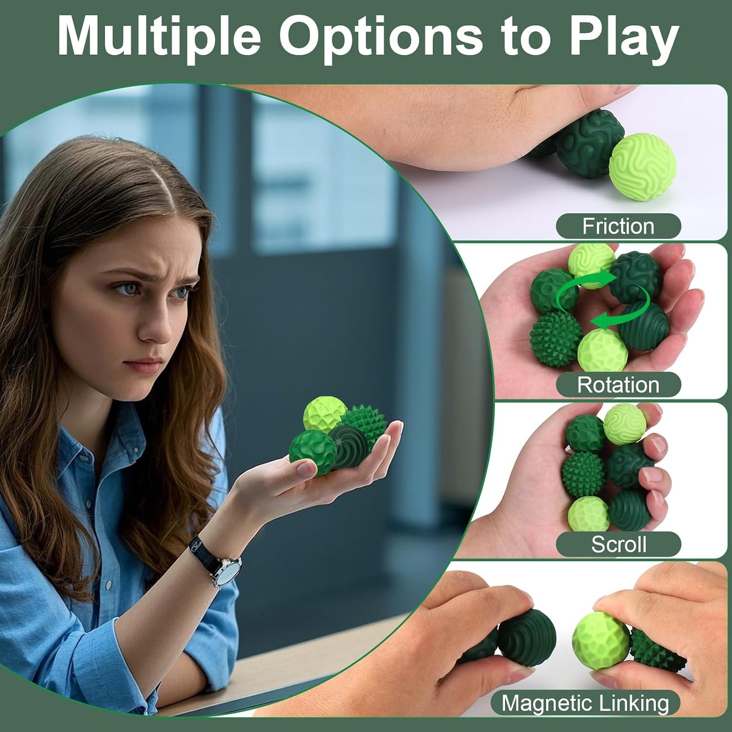 BUSOHA Silicone Fidget Balls - 4 Pack Fidget Toys Adults Sensory Toys Stress Balls for Adults Teens Gifts for Calming,Autism and ADHD Office