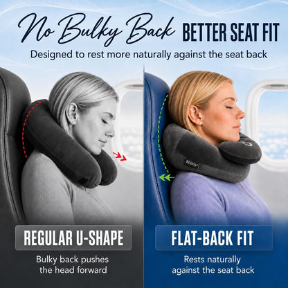BCOZZY Travel Neck Pillow for Airplane– Patented Double Support for Head, Neck, and Chin. Best for Long Flights, Plane Sleeping, and Car Rides. Adjustable Size. Fully Washable. Carry Bag. Large, Black