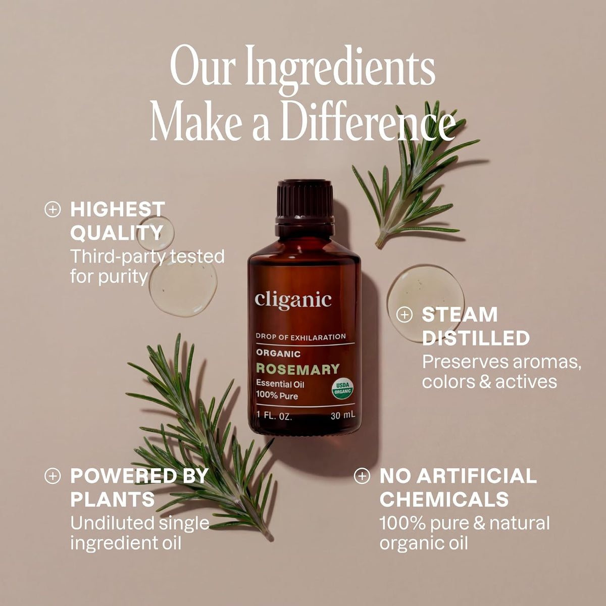 Cliganic Organic Lavender Essential Oil for Diffuser, 100% Pure, 0.33 Fl Oz