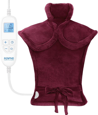 RENPHO Fathers Day Dad Gifts, Electric Heating Pad - 6 Heat Levels for Neck Shoulder and Back, Birthday Gifts for Women Men, Weighted Pad for Snug Fit, ETL Certified, FSA Eligible, 24"x33" Gray