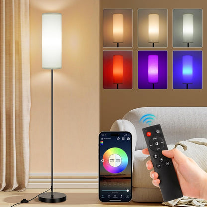 FRIDEKO HOME Floor Lamp, 9W 800LM Color Changing Smart Bulb, Beige Shade