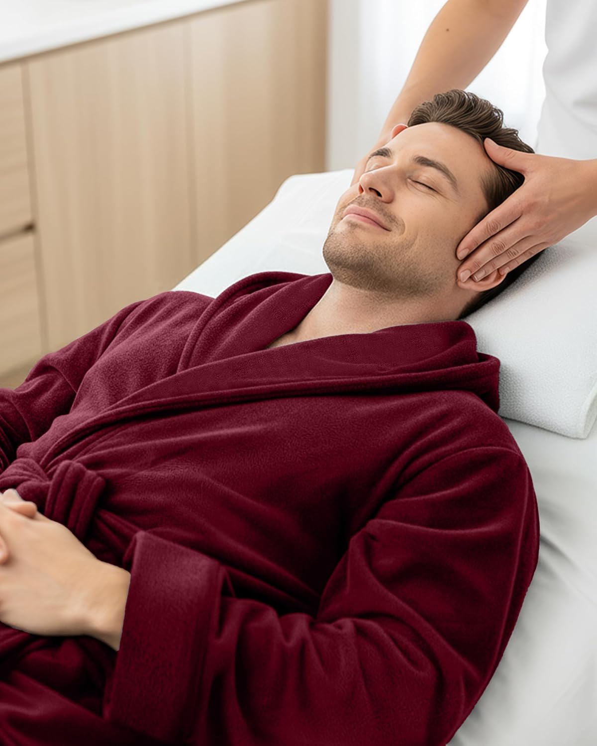 NY Threads Mens Robe with Hood, Luxury Plush Fleece Hooded Mens Bathrobe, Spa Bath Robe for Men
