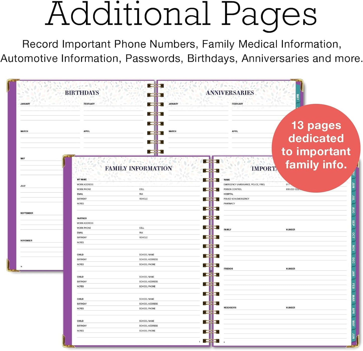 FAMILY PLANNER ORGANIZER – 8.5" x 11" Weekly & Monthly Calendar (May 2026-Jun 2027). 5+ People, Meal Planning, Budgeting, Habit Tracker – Hardcover, Household Schedule Organizer for Parents, Kids, & Caregivers (Navy Gold Numbers)