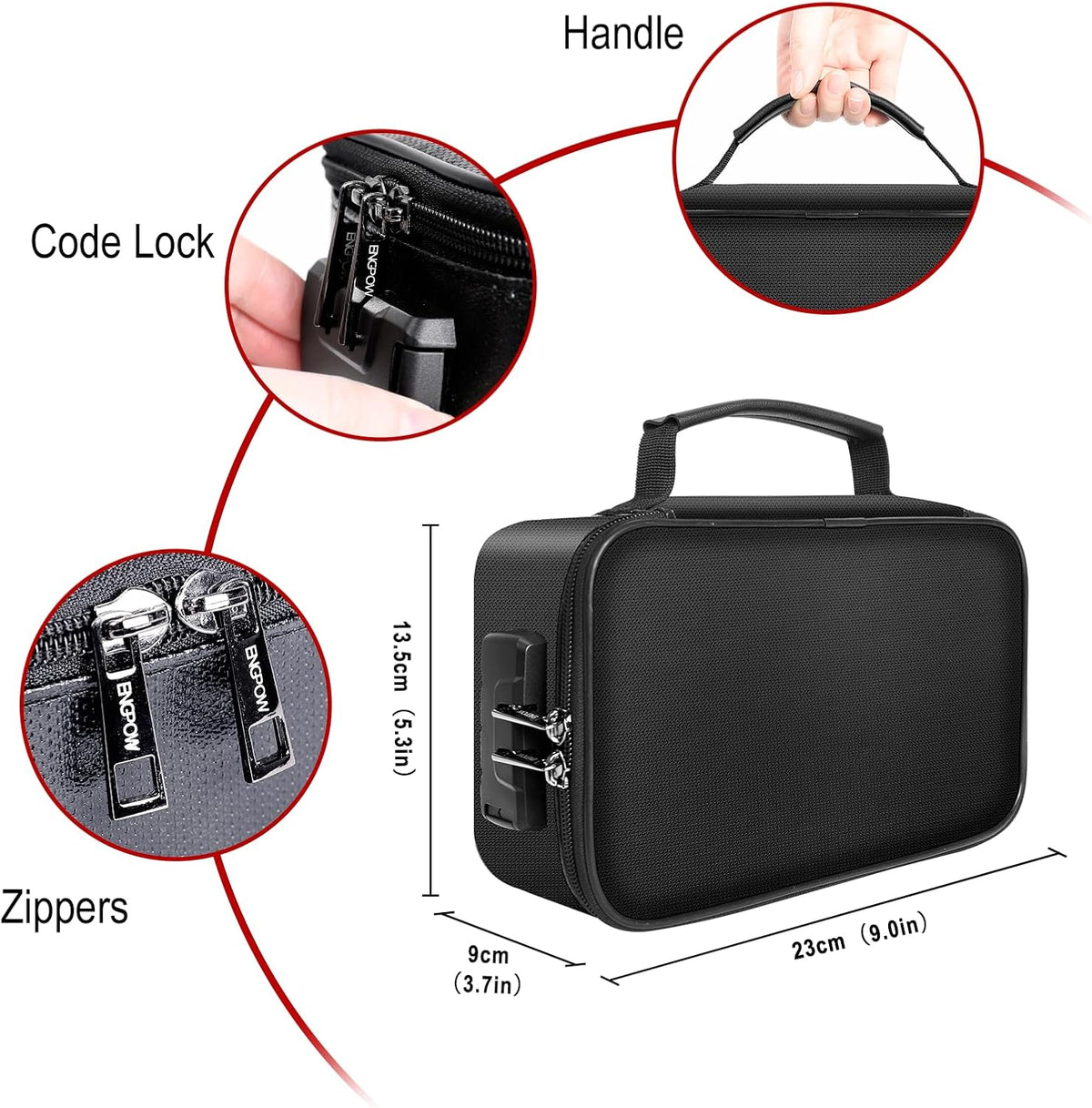 ENGPOW Small Fireproof Storage Organizer Case with Lock, 9”x 5.3”x 3.7”