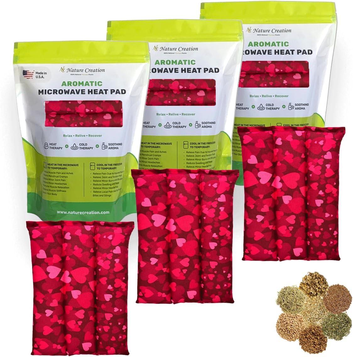 Nature Creation Microwaveable Herbal Heating Pad for Lumbar - Soothing Hot & Cold Therapy Pack for Lower Back- Soothing Relaxation, Warmth and Comfort - Lavender Flowers