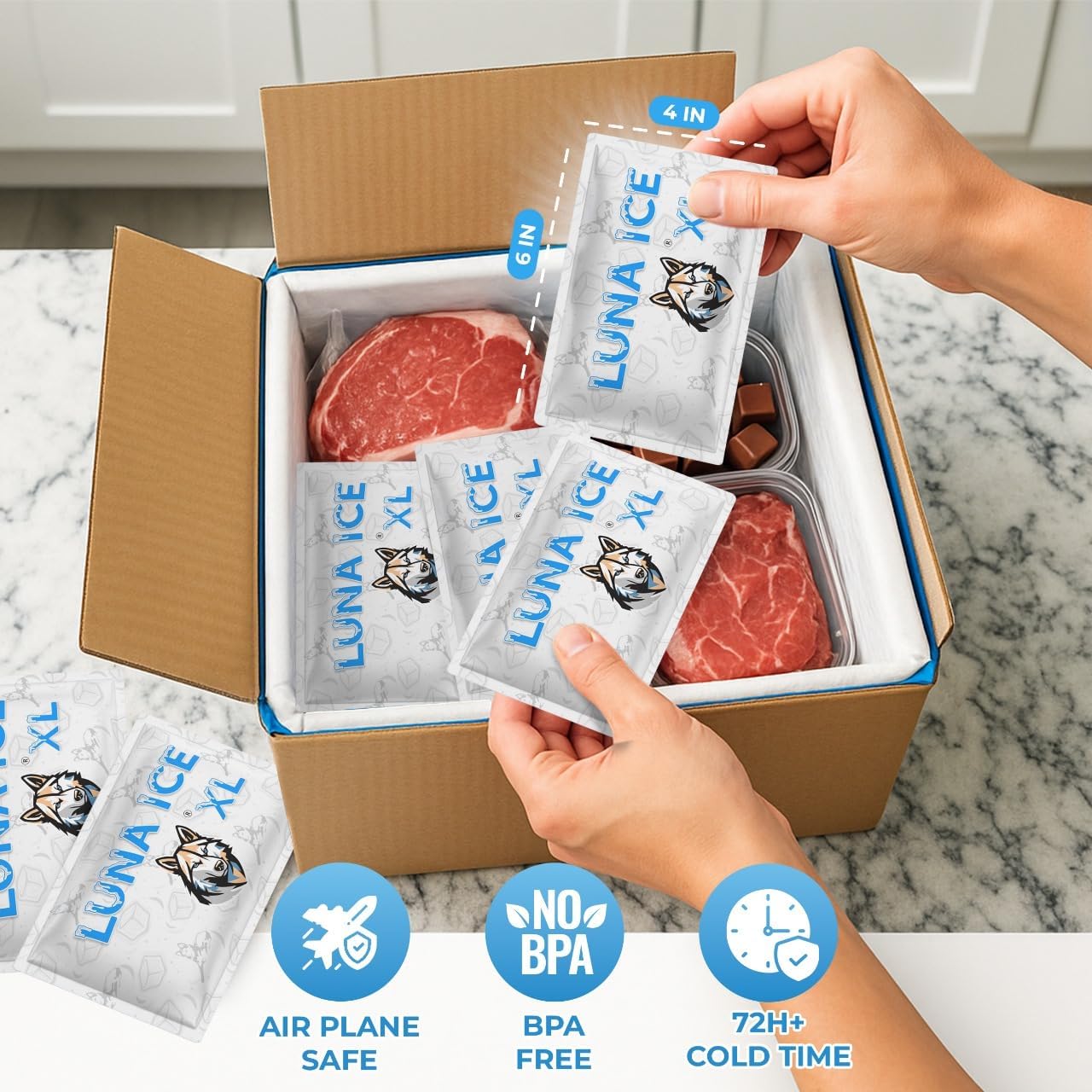 Dry Ice Packs for Shipping - Long Lasting ice Packs - 24+ Hour Freeze Power - BPA Free - 12 Pack Bulk 3 lb – Hielo Seco - Reusable Gel Bricks for Food