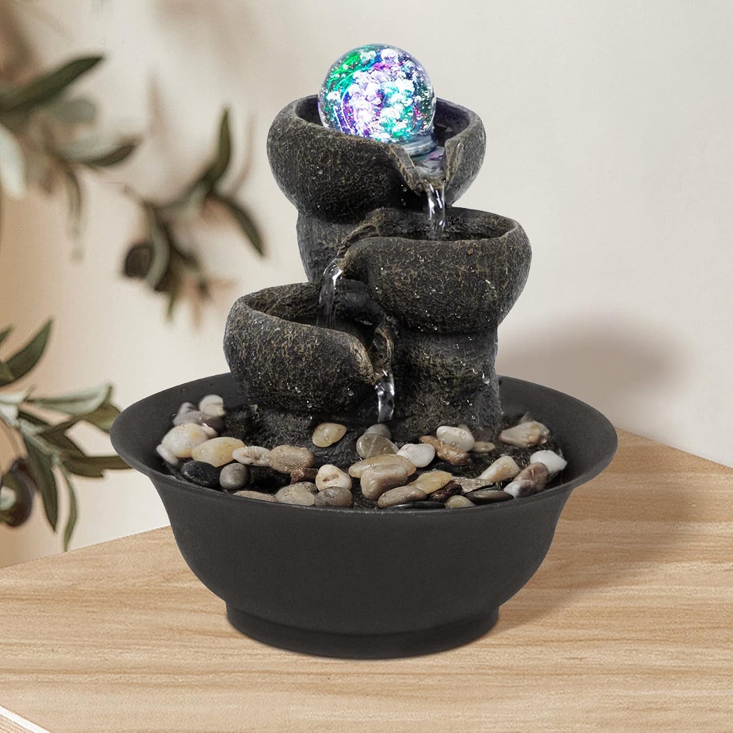 Ferrisland Indoor with LED Lights, Desktop Waterfall Fountain