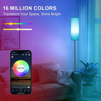 FRIDEKO HOME Floor Lamp, 9W 800LM Color Changing Smart Bulb, Beige Shade