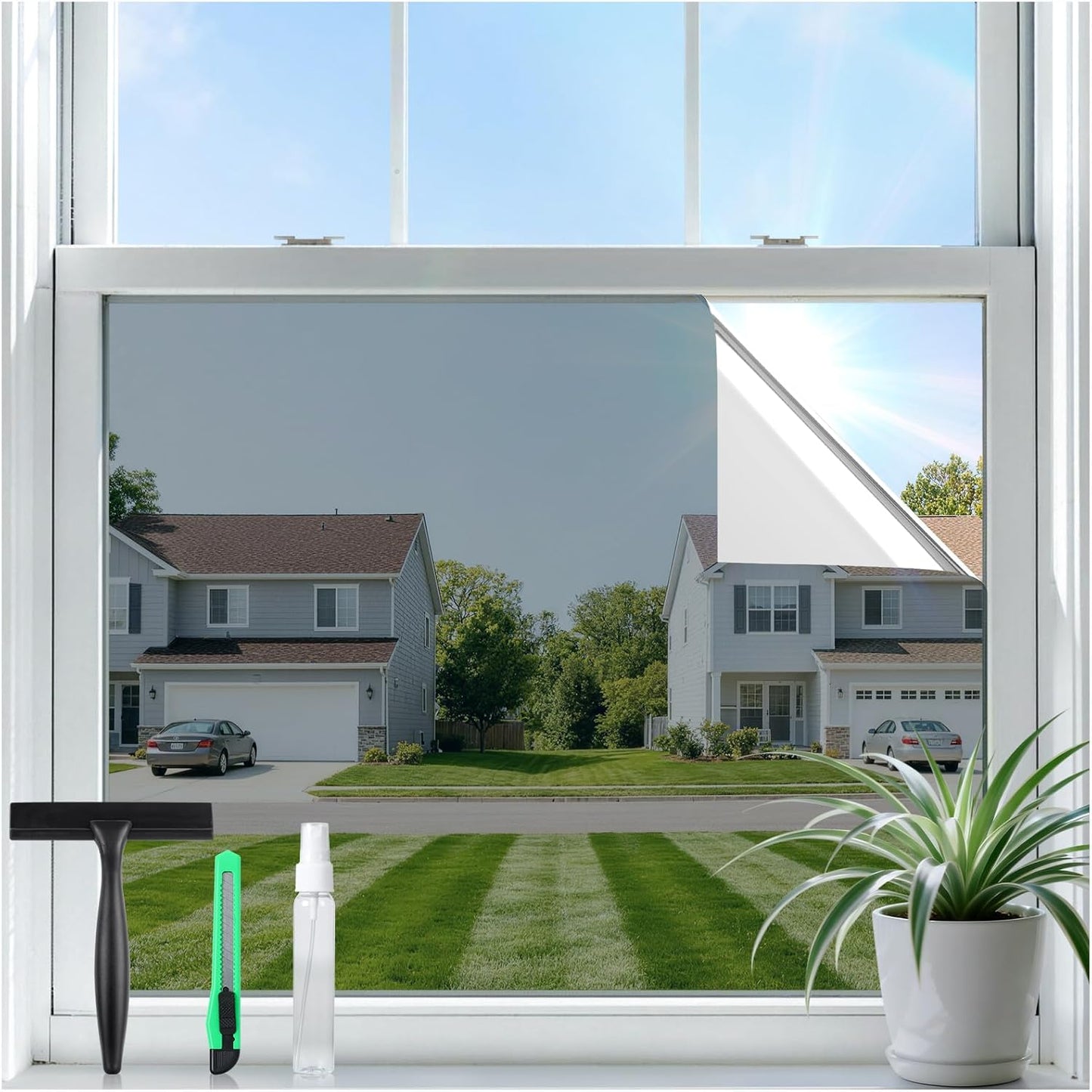 rabbitgoo Window Tint for Home with Tools, Black Silver, 17.5" x 78.7"