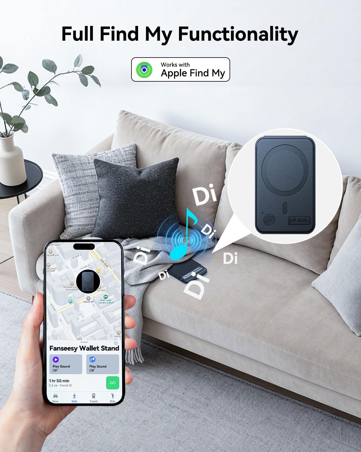 TWZKG for MagSafe Wallet, Works with Apple Find My,5 Card Holder with Stand