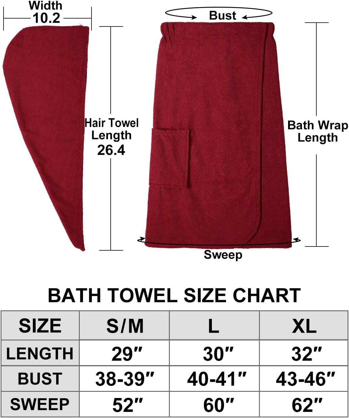 Kniffi Women's Spa Wrap & Hair Towel Body Wrap Adjustable Closure Bathrobe