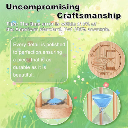 2 Minute Wooden Sand Timer,2 Min Hourglass, Small Sand Watch, Reloj De Arena, Hour Glass Sandglass for Home, Office, Decorative, Game, Classroom