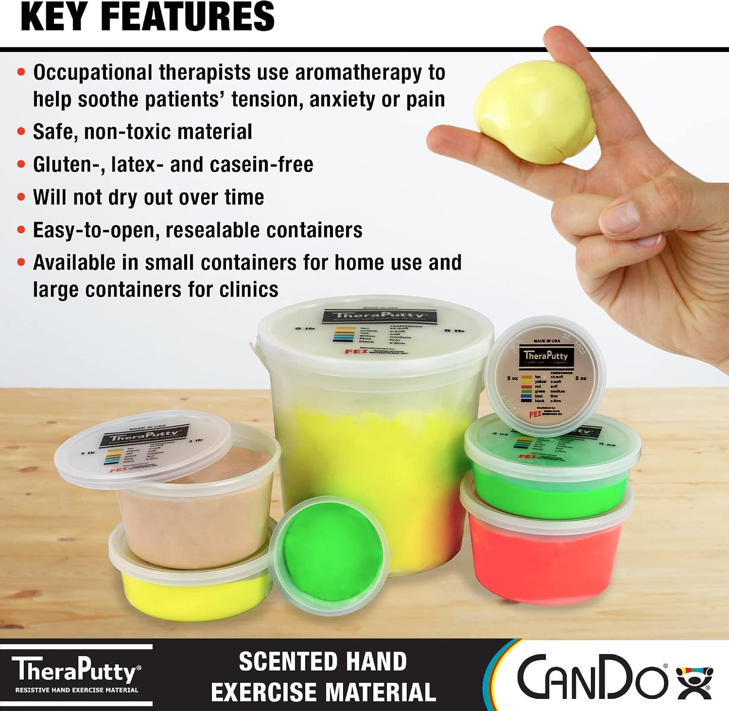 CanDo TheraPutty Scented Hand Exercise Putty for Rehabilitation, Exercises, Hand Therapy, Occupational Therapy, Cherry Red Soft 5lb