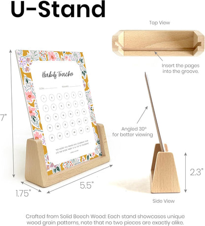 Habit Tracker Calendar - Made in USA, Designed by Local Artist, Motivational 30 day monthly challenge - Tool and gift for Productivity, Self-growth (Habit Tracker-Florals, U-Stand)