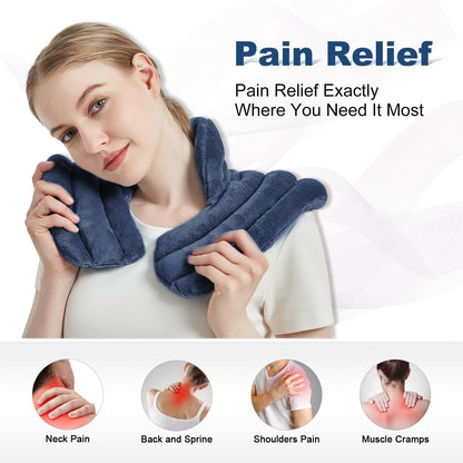 MORLIDEN Neck Heating Pad Microwavable for Shoulders, Warmer Wrap Microwave Heating Pad for Neck and Shoulders for Pain Relief (Navy Blue)