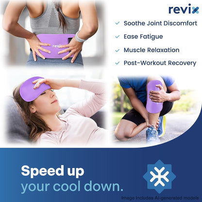 REVIX Ice Packs for Injuries Reusable, 2 Packs Hot and Cold Pack with Adjustable Strap, Flexible Ice Wraps for Joints and Muscle, Rotator Cuff, Back, Knee Discomfort Relief (10" x 5" Blue)