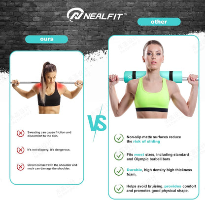 NEALFIT Barbell Pad Squat Pad for Squats—Squat Bar Pad—Great for Weightlifting,Lunges and Hip Thrusts—Foam Sponge Pad—Fit Standard and Olympic Bars Perfectly