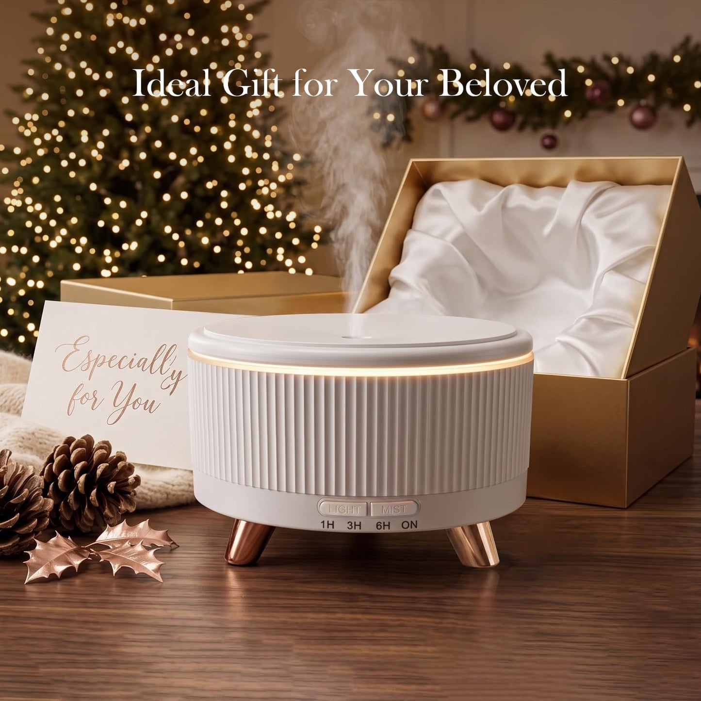 Premium Ultrasonic Essential Oil Diffuser: 500ML Large Capacity, 7-Color Mood Lighting, Remote Control, Timer, Cool Mist Humidifier for Long-Lasting Aromatherapy in Home, Bedroom, Yoga (White)