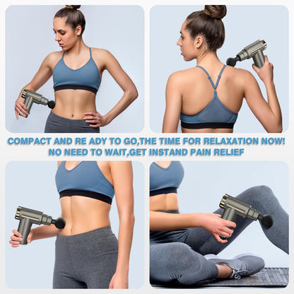 Jancane Mini Massage Gun, Deep Tissue Muscle Massager with 6 Speeds & 4 Heads, Super Quiet Handheld Percussion Massager for Pain Relief, Athletes, Office Workers & Parents, Portable Gift