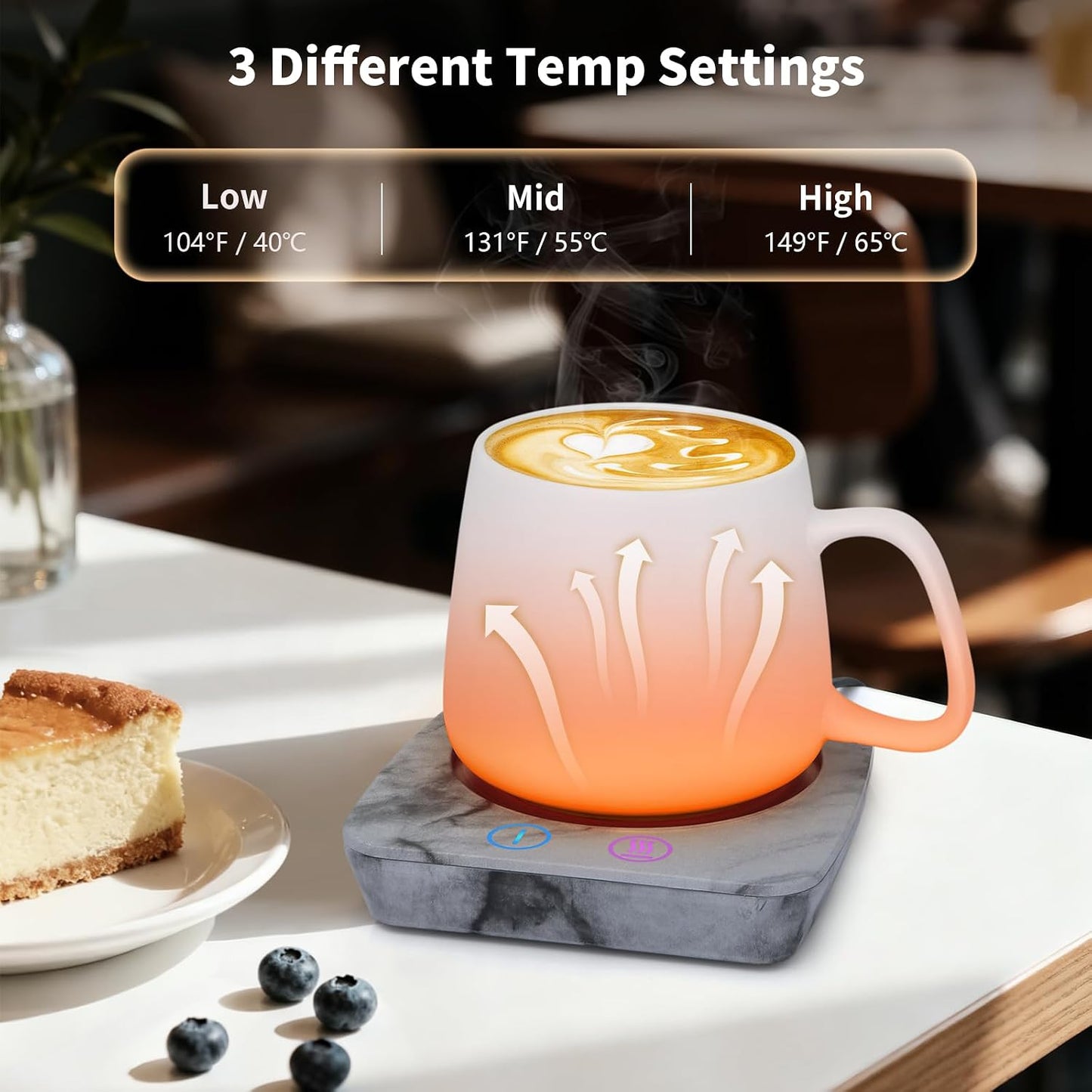 VOBAGA Mug Warmer& Coffee Mug Warmer for Office Desk Use, Candle Warmer with Three Temperature Settings, Coffee Warmer Plate for Cocoa Tea Water Milk with Auto Shut Off After 4 Hours, for Ideal Gifts