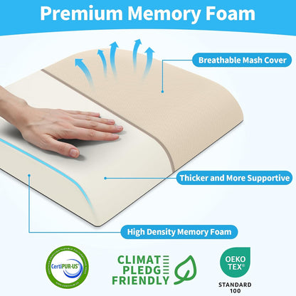 TranquilRelax Large Seat Cushion, Memory Foam Cushion for Long Sitting Hours on Office Chair, Car Seat, Non-Slip Chair Pad for Sciatica, Coccyx, Tailbone Pain Relief & Post-Surgery Recovery (Black)