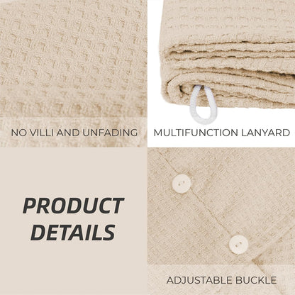 MaopaoBeauty Hair Towel Wrap for Women Long&Thick Hairs Head Wrap 1Pack Super Absorbent Hair Drying White Waffle Bath Towels for Curly Quick Dry Hair Drying Towels with Button