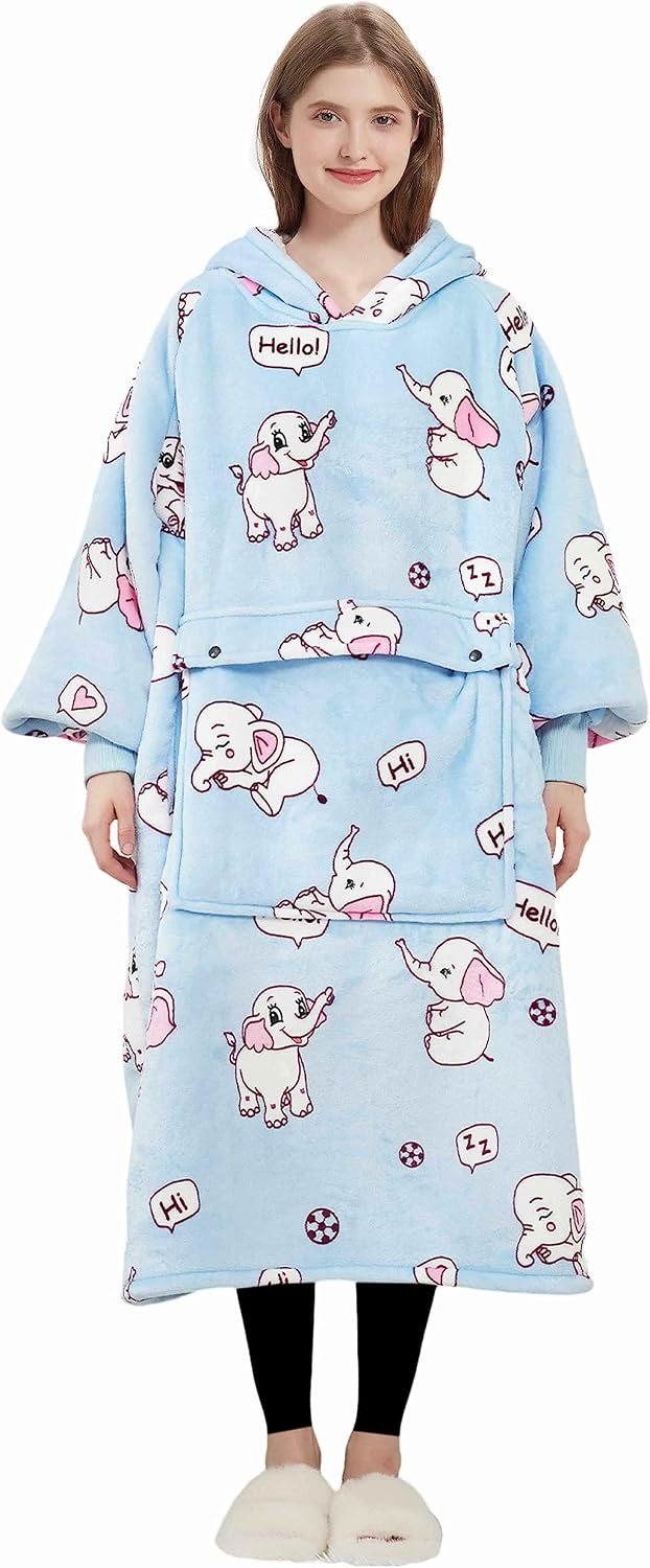 KFUBUO Wearable Blanket Hoodie for Adults Sherpa All Patterns Cat Oversized Sweatshirt Blanket with Pockets for Women