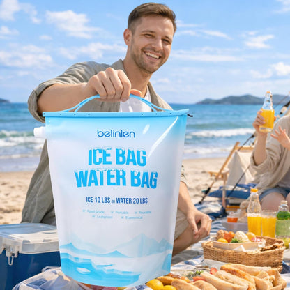 6 Pack Reusable Ice Bags for Cooler 5lb Cooler Ice Cube Bag with Sealed Sliding Handle