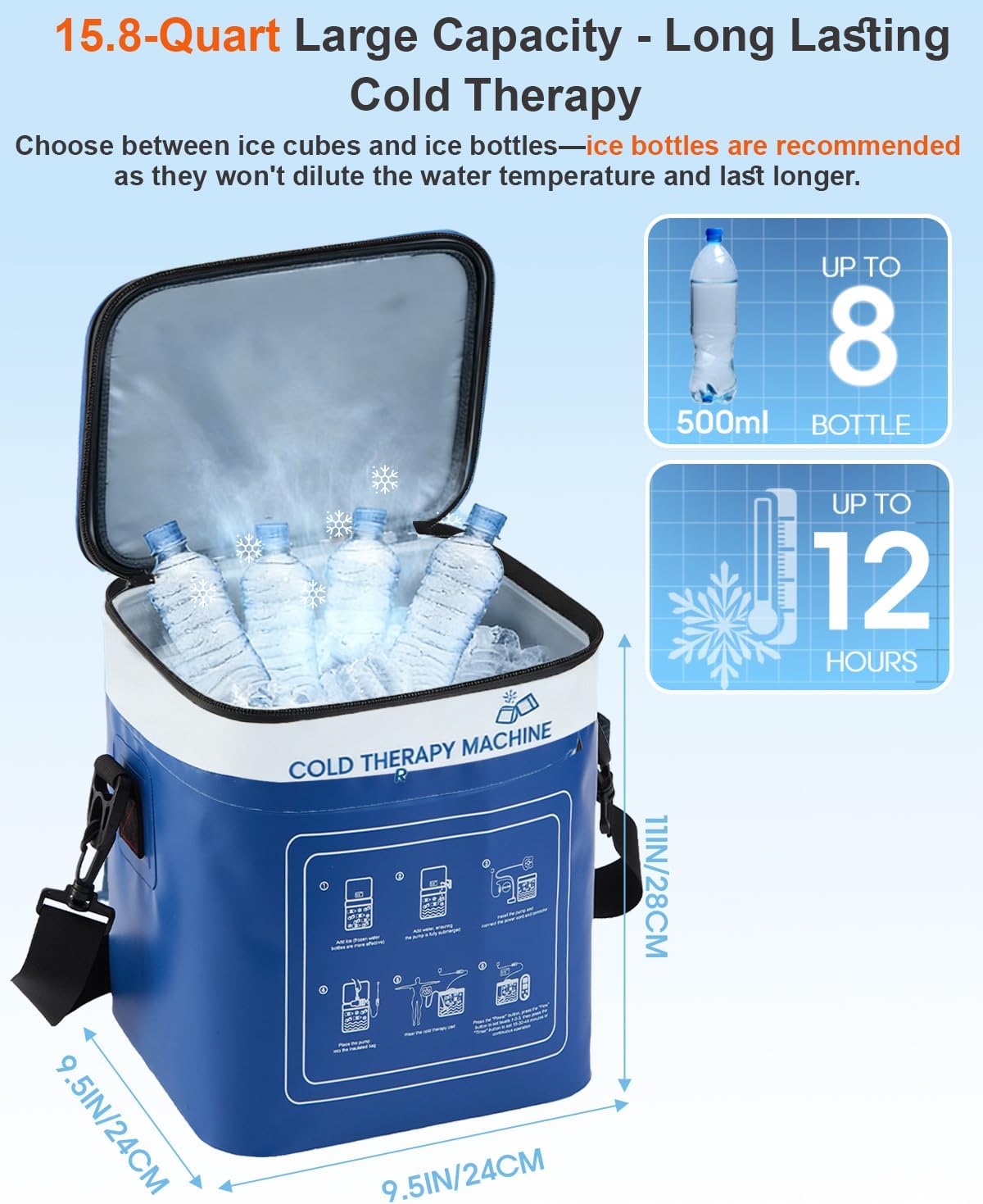 Cold Therapy Machine for Elbow, Ice Machine for Tennis Elbow&Post-Surgery Recovery, Cryotherapy Device with Temp Display & 3 Flow Modes, Adjustable Elbow Wrap for Arthritis, Bursitis, Swelling Relief