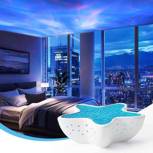 AmmToo Northern Lights Projector, Ocean Wave Shower Light Projector Light for Bathroom Classroom, Galaxy Night Light for Kids Dorm Decor, Cute Room Decor Aesthetic (White)