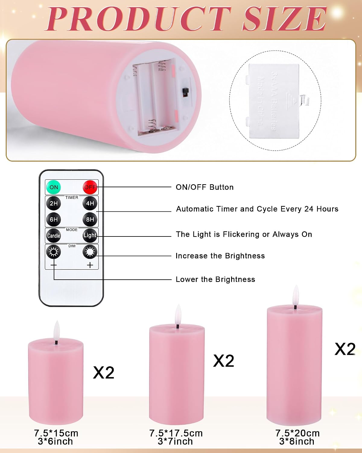 VIHOSE 12 Pack White Flameless Candles Set with Remote and Timer Flickering Flameless Battery Candles Flat Top LED Pillar for Wedding Outdoor Home Festival Decoration(D 3'' H 4'' 5'' 6'')