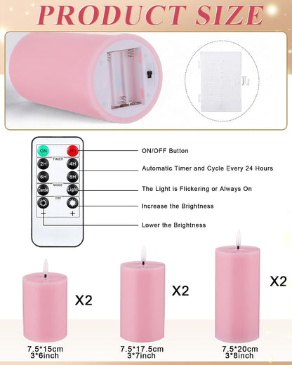 VIHOSE 12 Pack White Flameless Candles Set with Remote and Timer Flickering Flameless Battery Candles Flat Top LED Pillar for Wedding Outdoor Home Festival Decoration(D 3'' H 4'' 5'' 6'')