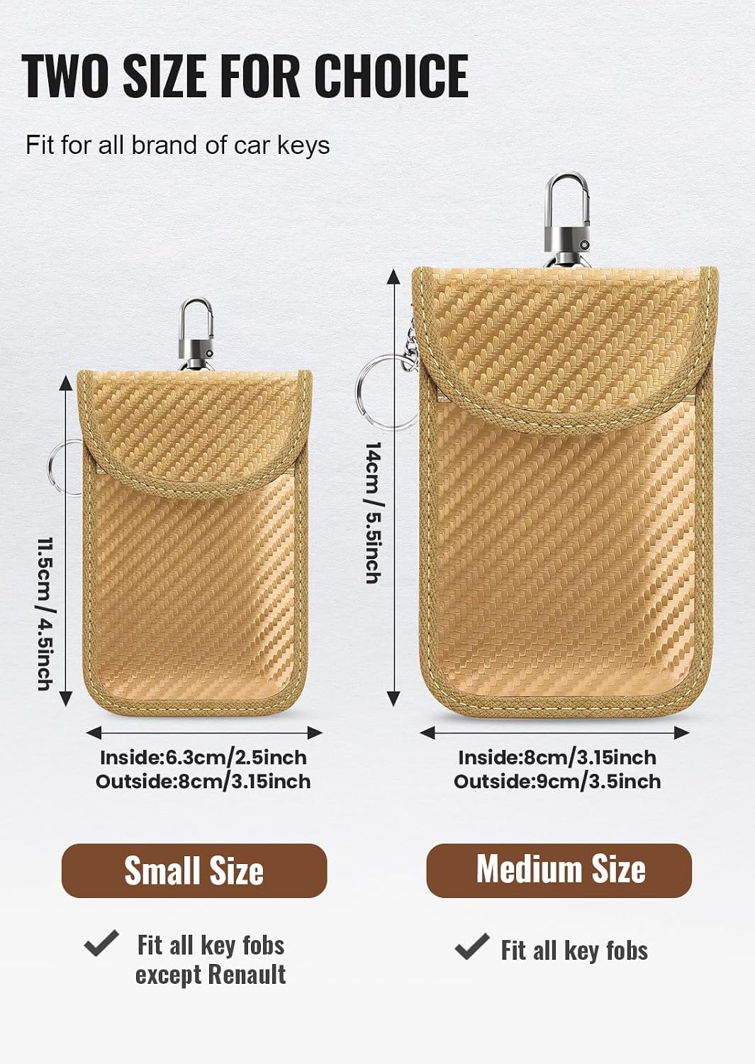 Faraday Pouch for Car Keys, Faraday Bag, Car RFID Signal Blocking Holder, Key Fob Protector, Key fob cage Block Signal Anti-Theft Fob Case (2 Pack)